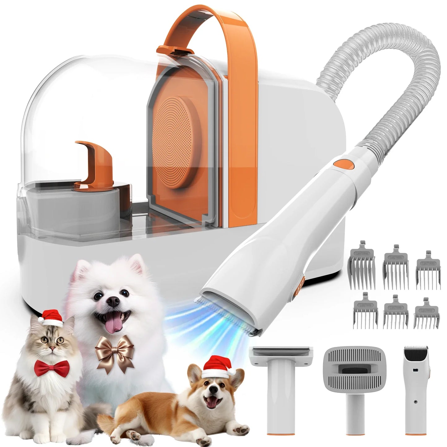 Dog Grooming Vacuum Kit with Clippers | 12000Pa Suction, Low Noise, All-in-One Pet Grooming & De-Shedding System