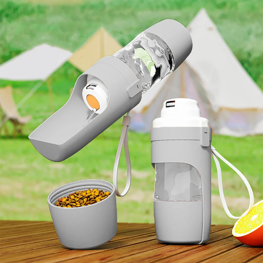 Leak-Proof Portable Pet Water Bottle & Snack Holder | Outdoor Travel Feeder for Dogs & Cats