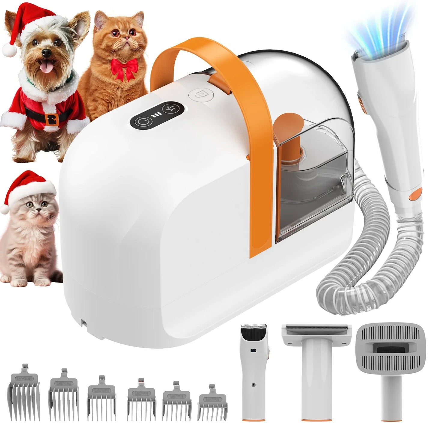 Dog Grooming Vacuum Kit with Clippers | 12000Pa Suction, Low Noise, All-in-One Pet Grooming & De-Shedding System