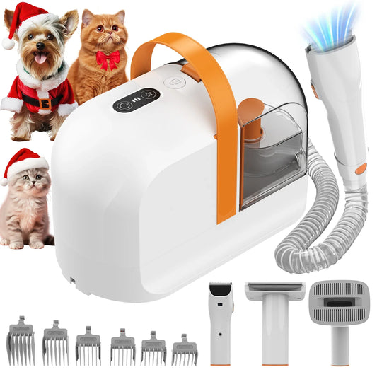 Dog Grooming Vacuum Kit with Clippers | 12000Pa Suction, Low Noise, All-in-One Pet Grooming & De-Shedding System
